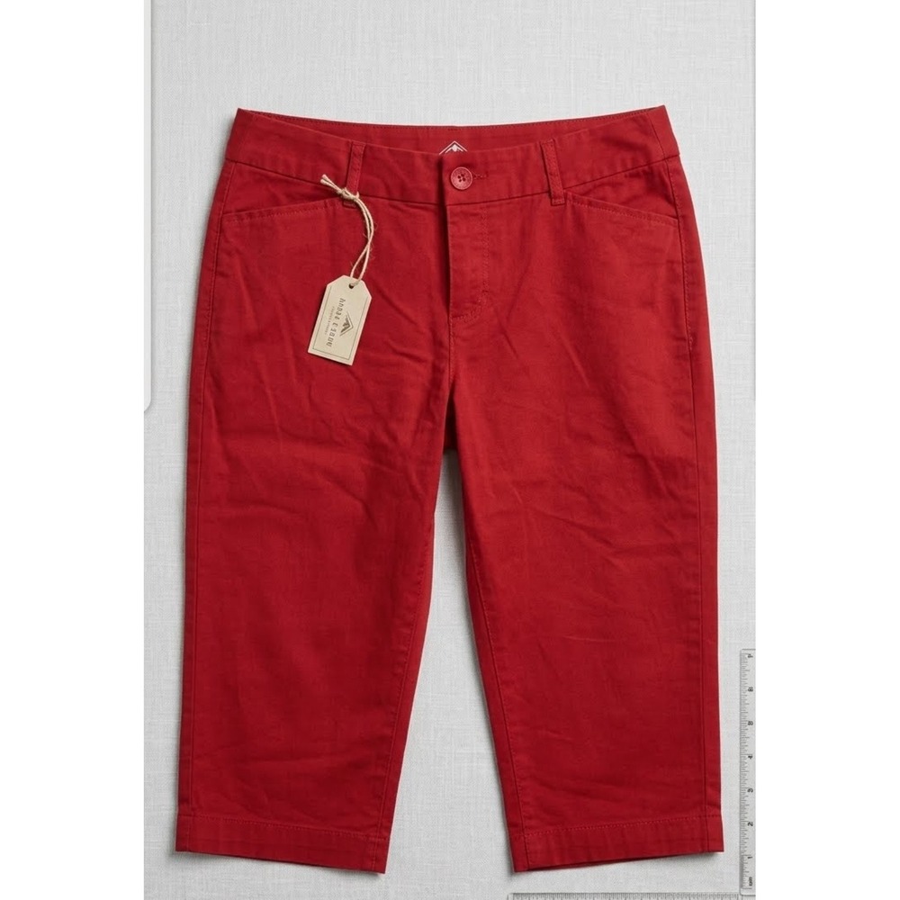 St Johns Bay Womens Red Capri Pants Size 10P Petite Cropped Trousers
